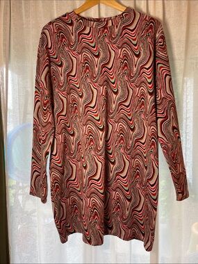 Zara Multicolor Swirl Mini Dress — Red, Pink, Black